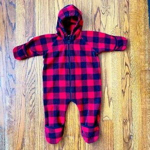 Infant Plaid Fleece Bunting